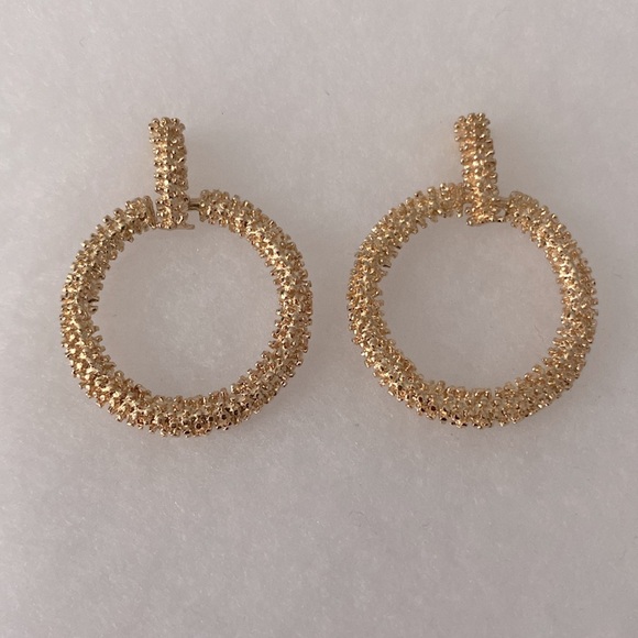 2/$20 Elegant Textured Gold Hoop Earrings - Picture 2 of 4